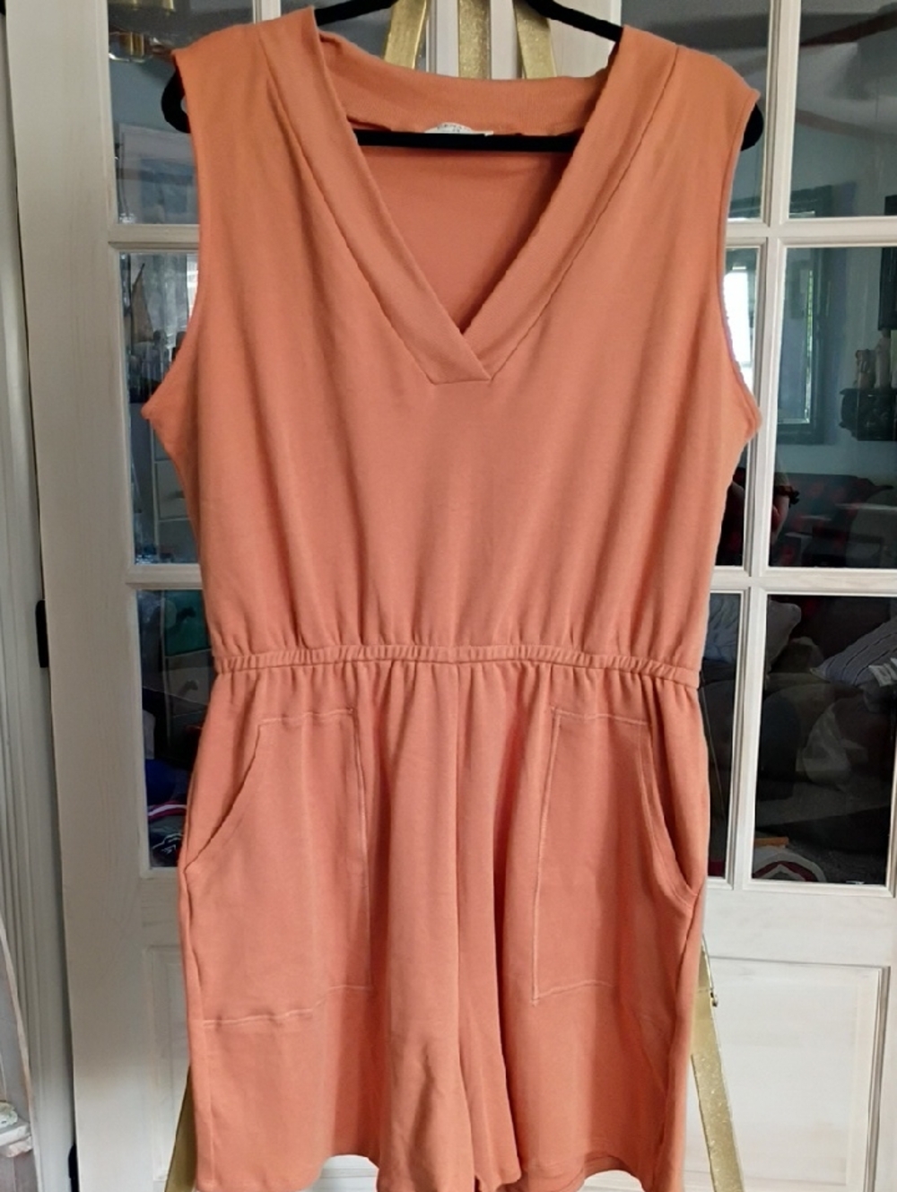 Zenana Outfitters Coral Ribbed Romper